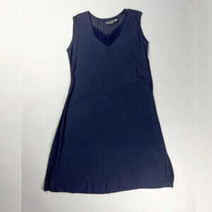Vintage Navy Blue Sleeveless Rayon Dress, Slip or Nightgown
